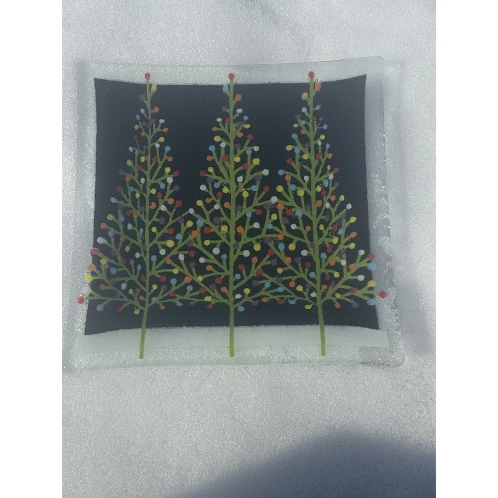 PEGGY KARR Tennenbaum Christmas Tree Holiday Plate Square 9.5
